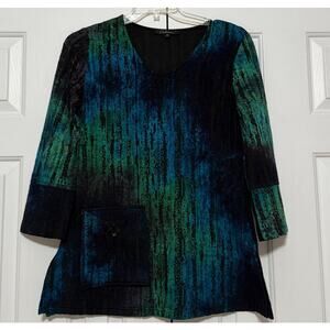 Calessa Knit Black and Turquoise Tunic, Size S